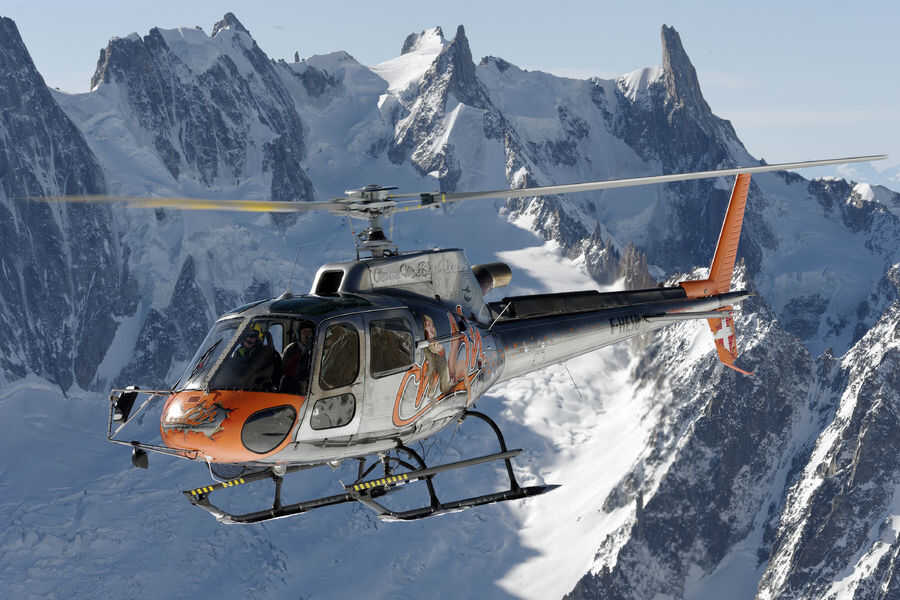 A helicopter in the Alps