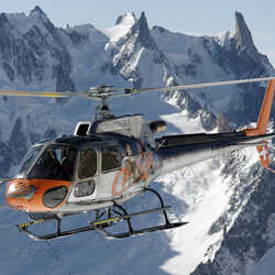 A helicopter in the Alps