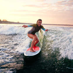 A girl surfing