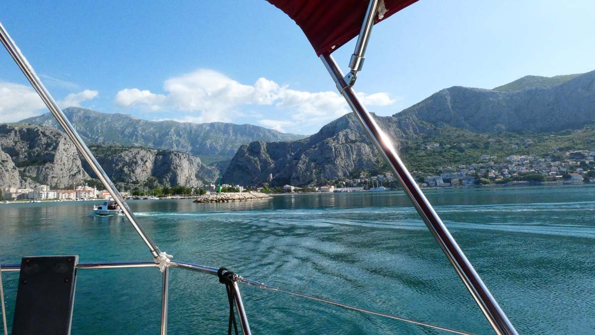 On a sailing boat off the coast of Croatia leaving Omis