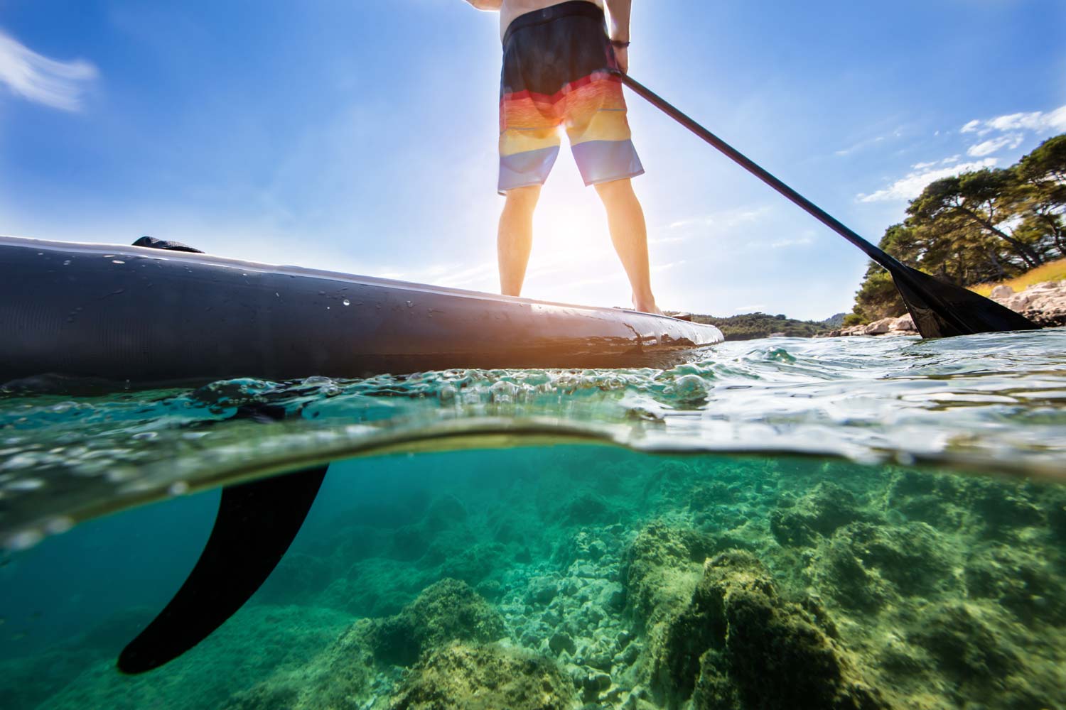 Photo showing a person paddleboarding