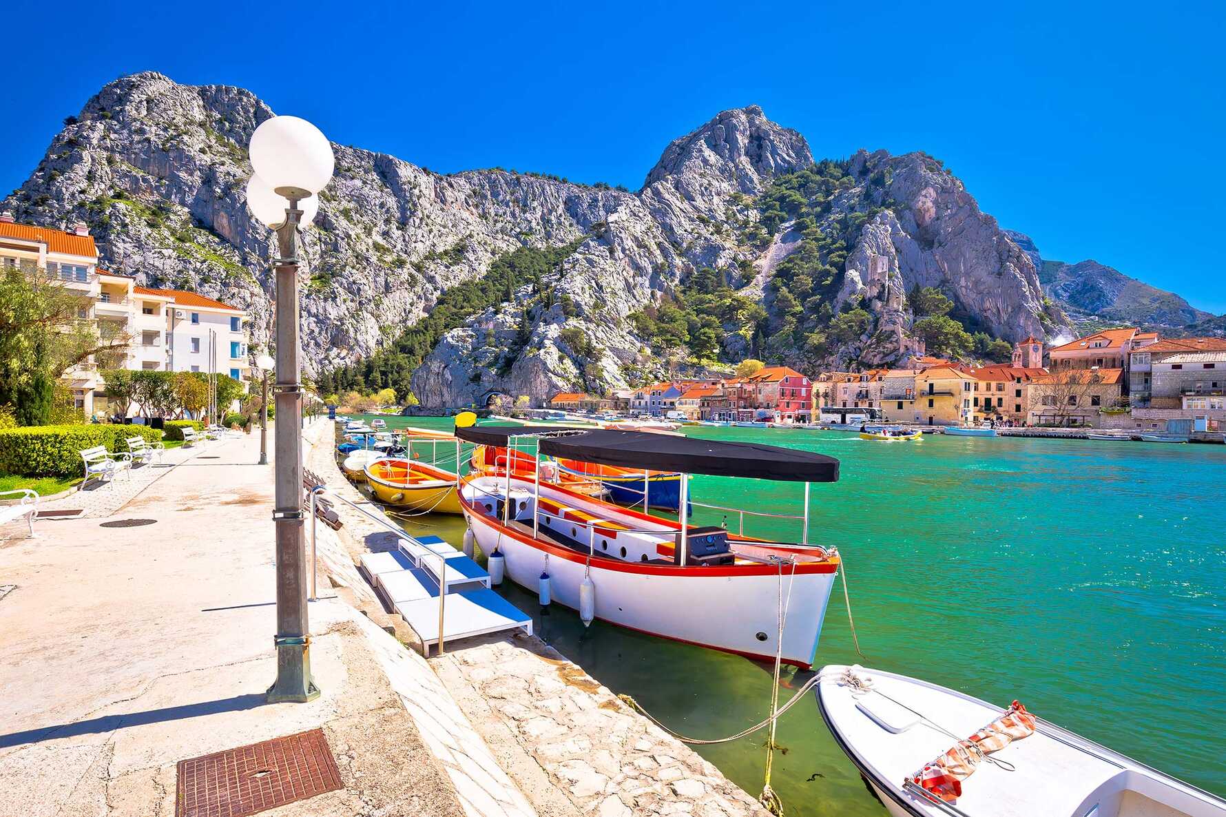 Croatia activity holidays - a boat in Omis harbour